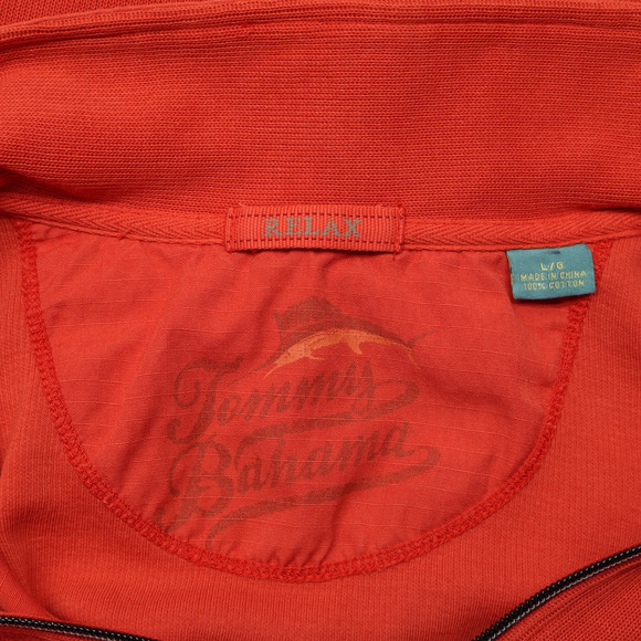 Tommy Bahama Relax Men's 1/4 Zip Pull Over Long Sleeve Orange Sz L - Picture 5 of 8